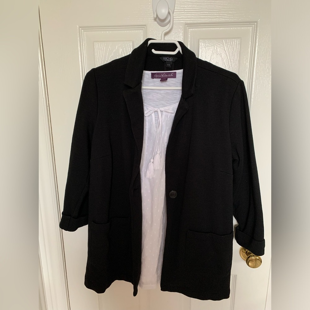Rachel Roy Black Blazer Coatigan With Pockets